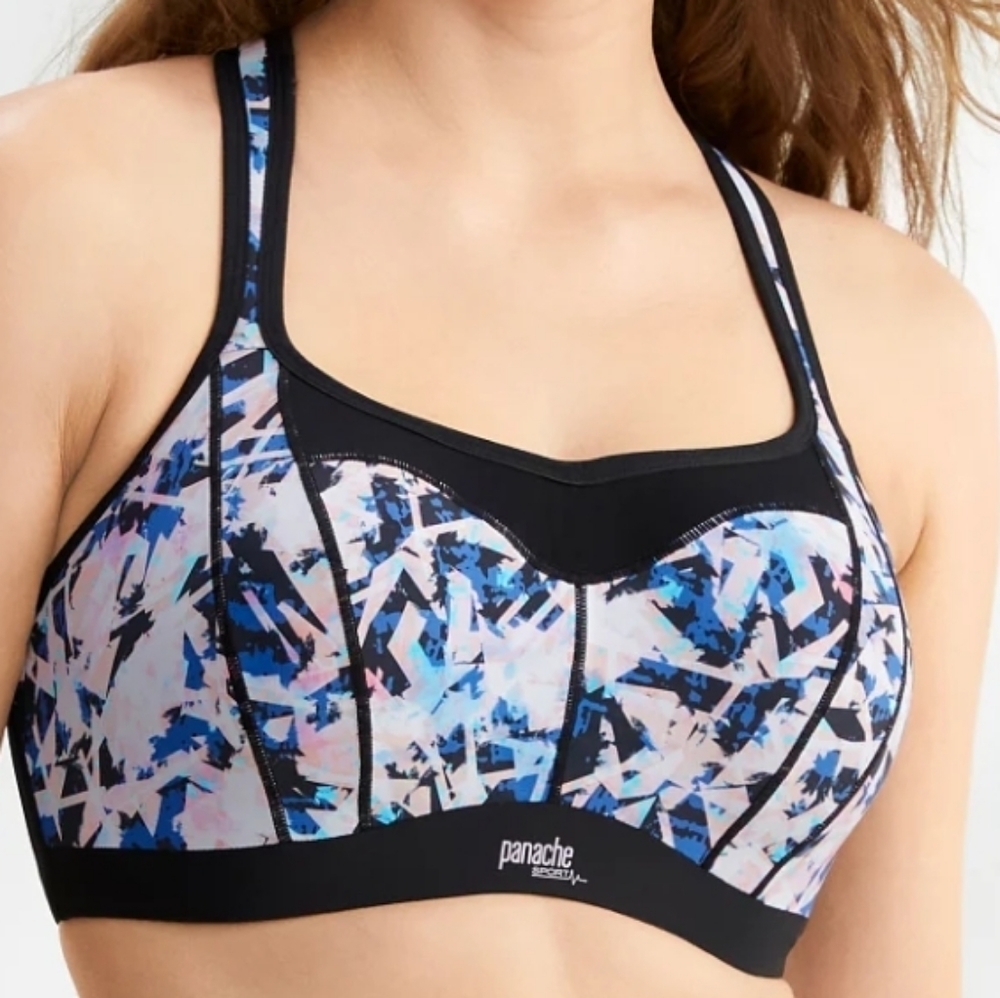 Panache High Impact Underwire Racerback Sports Bra in Tie Dye Geo Size UK/US 32J